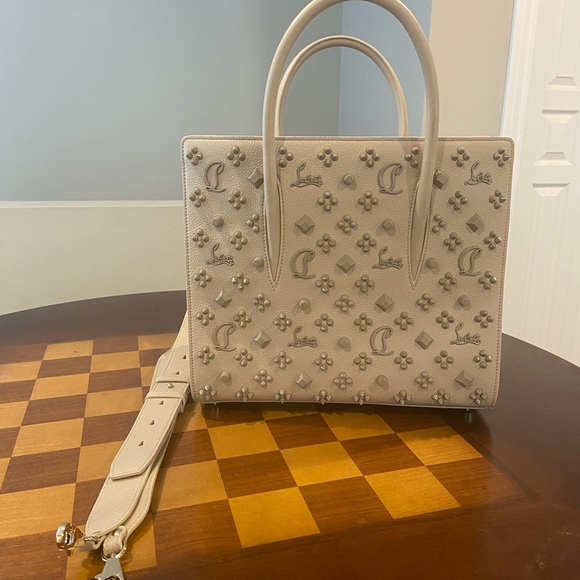 Christian Louboutin Cream Studded Tote Bag - Picture 3 of 4